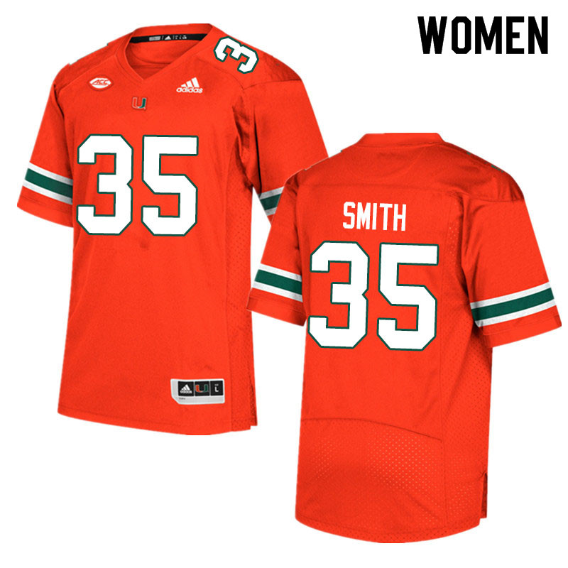 Adidas Miami Hurricanes Women #35 Zac Smith College Football Jerseys Sale-Orange